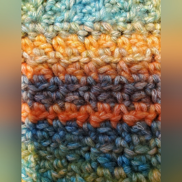 Multicolor Handmade Crochet Baby Sweater w/ Ribbed Collar, Sleeves, & Bottom - Picture 6 of 9